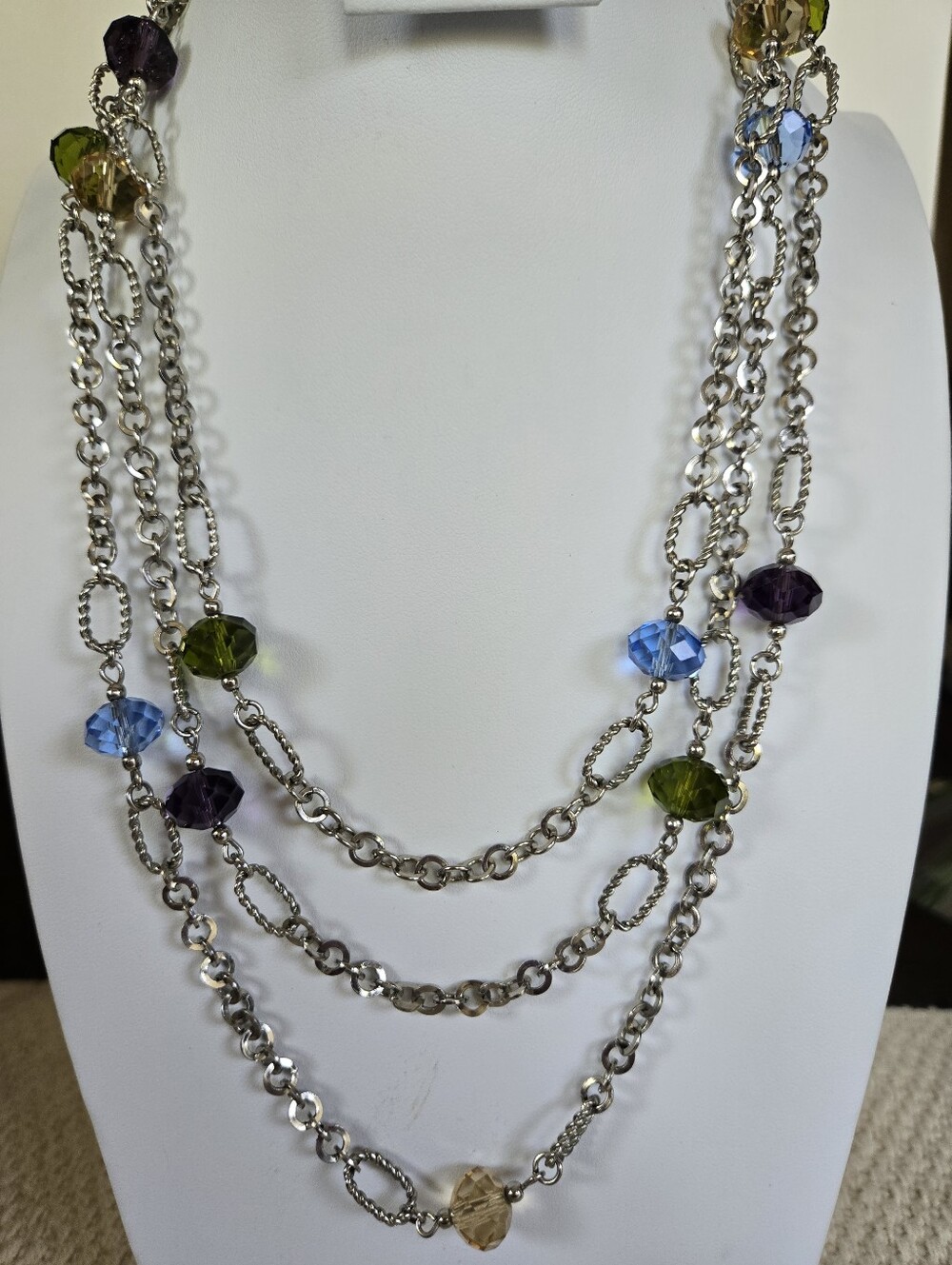 N-104-Premier Designs Silver Tone Suzanna Multicolor Necklace